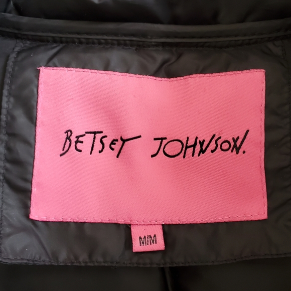 Betsey Johnson brown floral lace print down winter coat with detachable hood, M - Picture 15 of 15